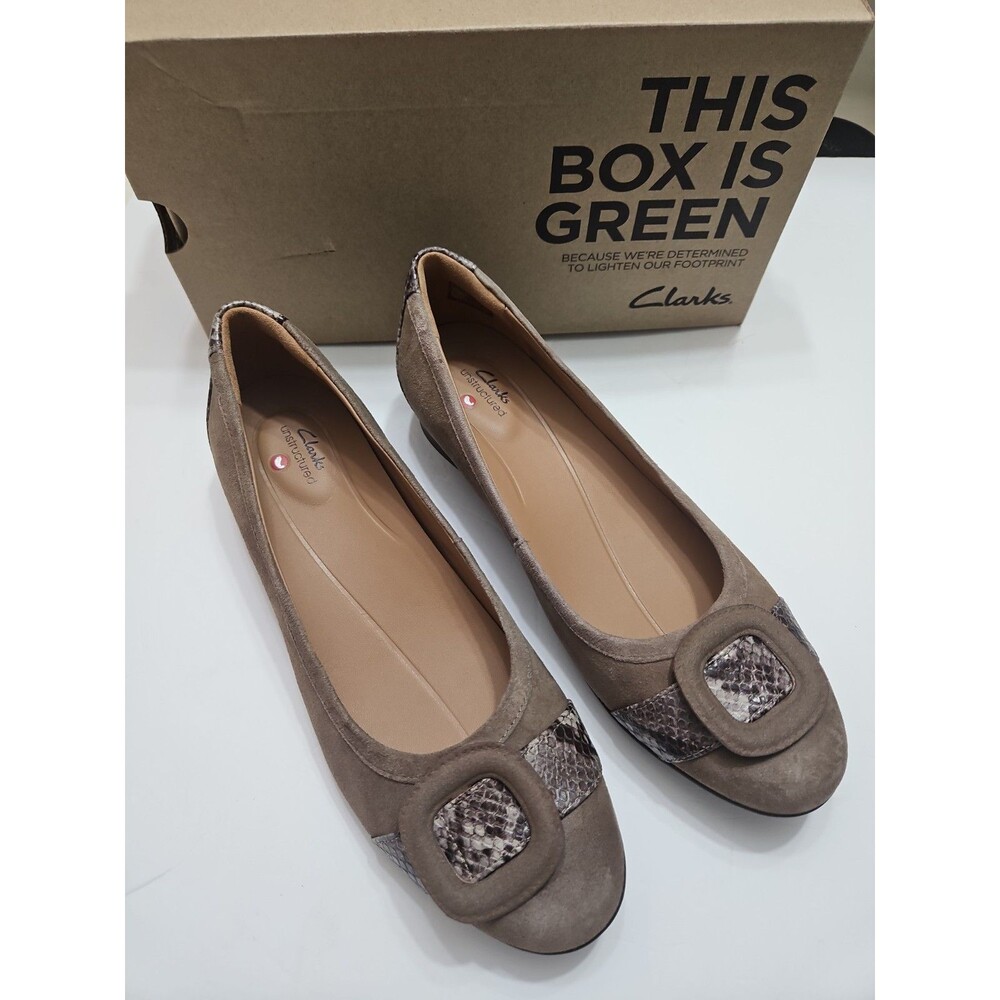 Clarks Un Blush Cove Leather And Snakeskin Shoes Size 10